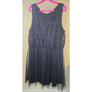 Women's LC Lauren Conrad Black Lace Tulle Sleeveless Dress Size 6